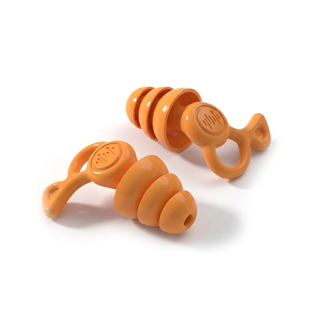 3-Layer Flange Silicone Ear Plugs with Pull Tabs
