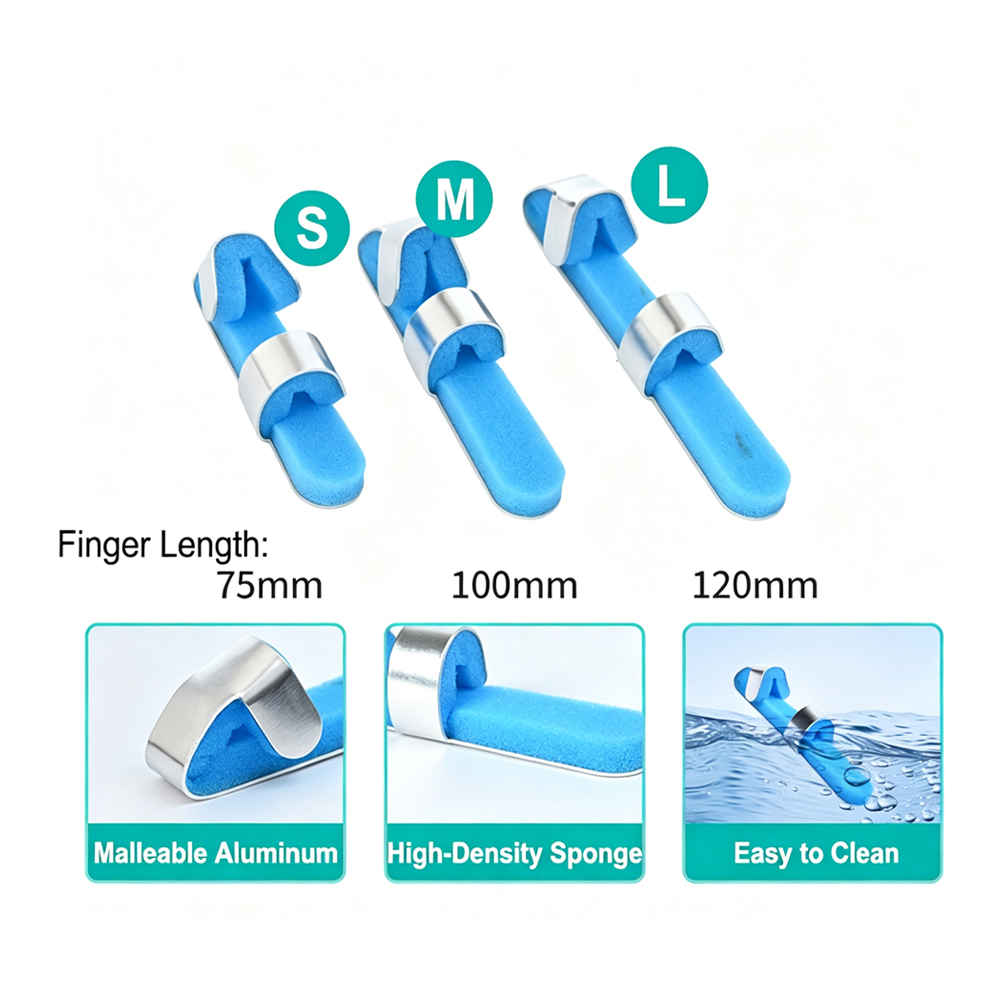 Finger Splint Brace Immobilizer, Bendable Aluminum Support with Comfort High Density Sponge Liner, Pain Relief for Arthritis, Sprains, Fractures, Trigger Finger, 3 Sizes Available