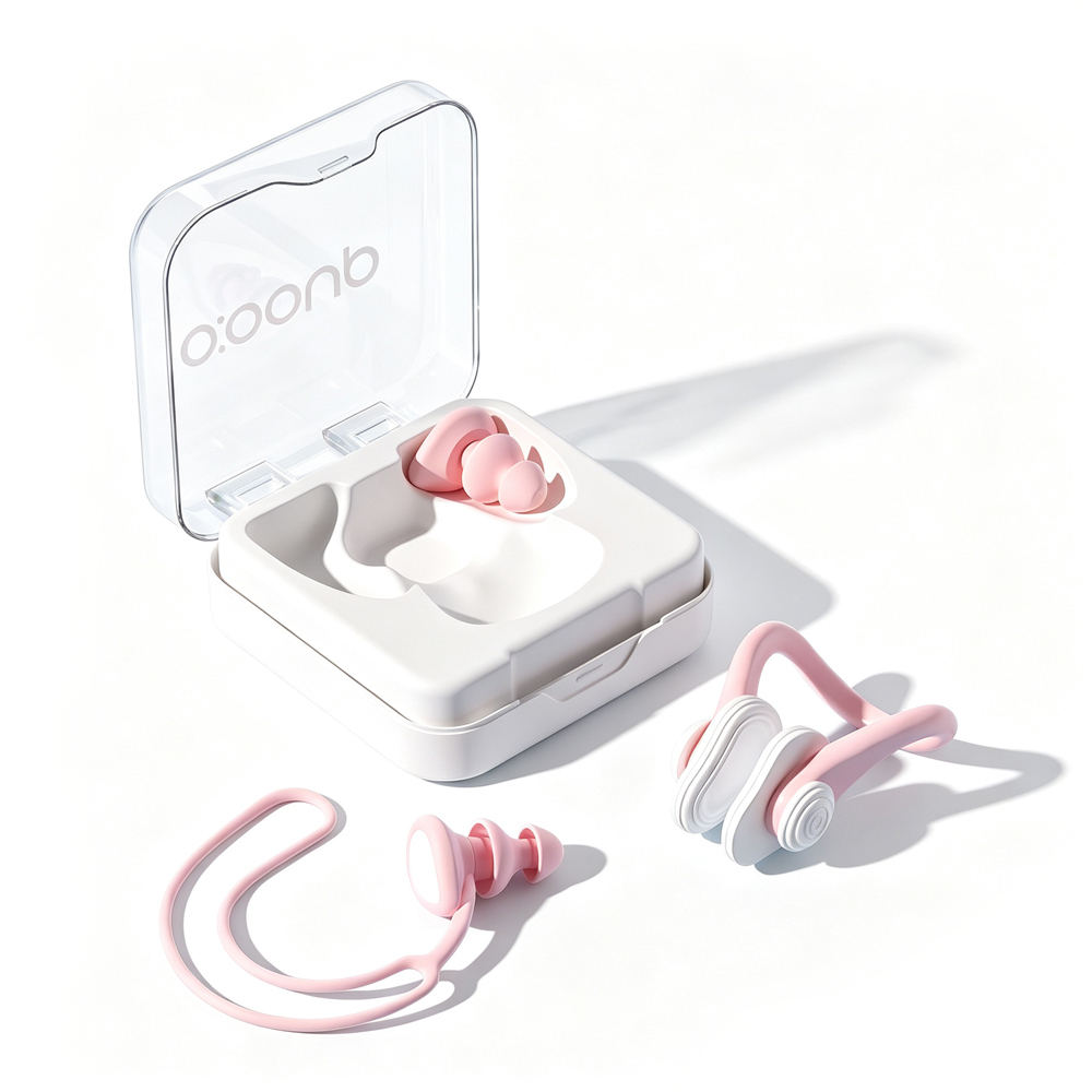 3 in 1 Reusable Silicone Swimming Ear Plugs with Anti-Lost Lanyard