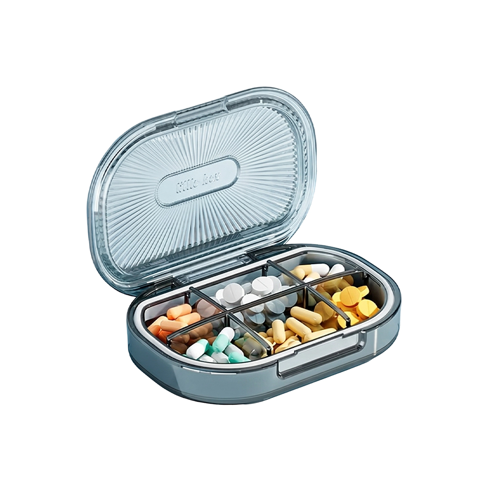 Premium 6-Compartment Portable Pill Box