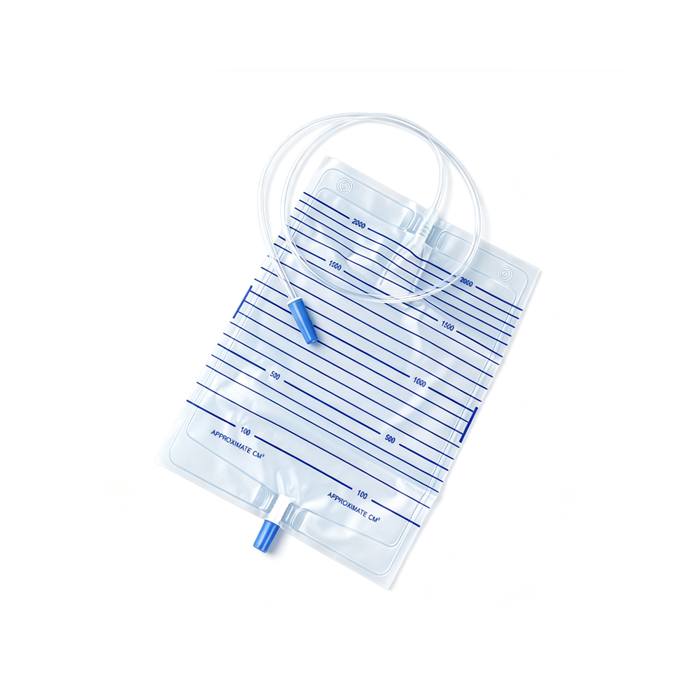 Sac d'urine facile à vider de qualité médicale de 1000 ml/1500 ml/2000 ml avec valve à tirer et à pousser