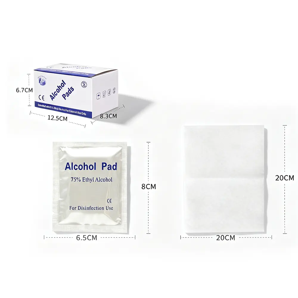 Tampons de préparation à l'alcool emballés individuellement, lingettes stériles jetables à 75 % d'alcool éthylique pour le nettoyage de la peau, le perçage, la désinfection des gadgets et des premiers secours