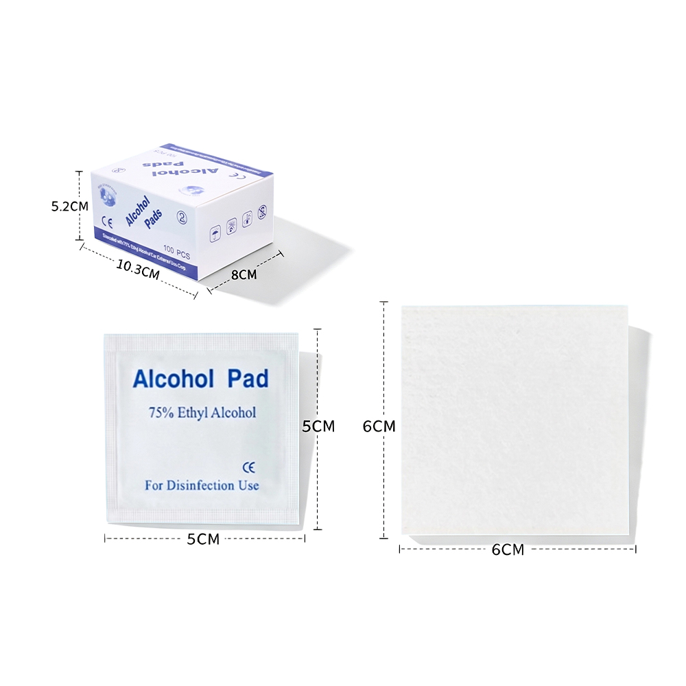 100 tampons/boîte grands 75% 6x6 cm certifiés CE de qualité médicale tampons de préparation à l'alcool antiseptiques emballés individuellement