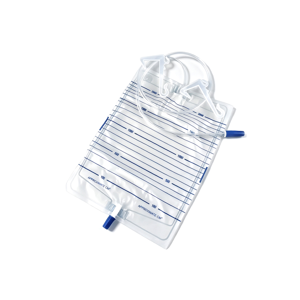 Sac d'urine en PVC de qualité médicale de qualité supérieure de 1000 ml à 2000 ml avec cintres en plastique renforcé