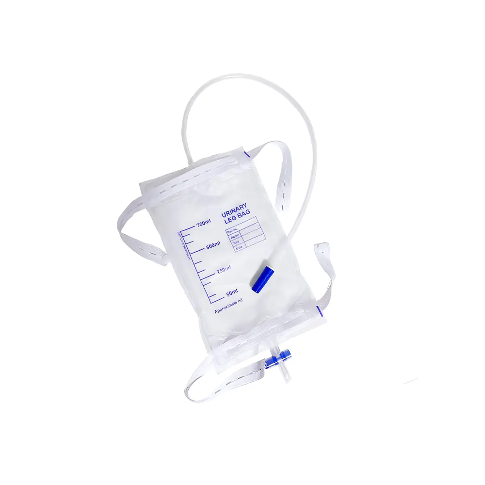 Sac de jambe ergonomique en PVC médical sans latex urinaire de 750 ml avec valve anti-reflux